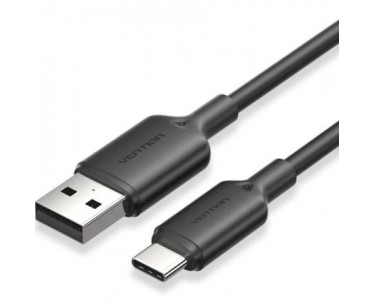 Cable USB 2.0 Tipo-C Vention CTQBH/ USB Tipo-C Macho - USB Macho/ Hasta 60W/ 480Mbps/ 2m/ Negro CYD-0122834