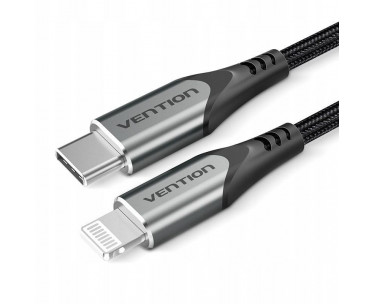 Cable USB 2.0 Tipo-C Lightning Vention TACHF/ USB Tipo-C Macho - Lightning Macho/ Hasta 27W/ 480Mbps/ 1m/ Gris CYD-0110515