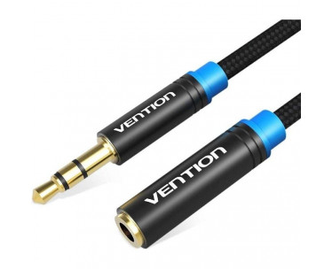 Cable Estéreo Vention VAB-B06-B150-M/ Jack 3.5 Macho - Jack 3.5 Hembra/ 1.5m/ Negro CYD-0113077