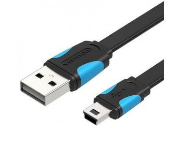 Cable USB 2.0 Vention VAS-A14-B100/ Mini USB Macho - USB Macho/ Hasta 10W/ 480Mbps/ 1m/ Azul y Negro CYD-0113059