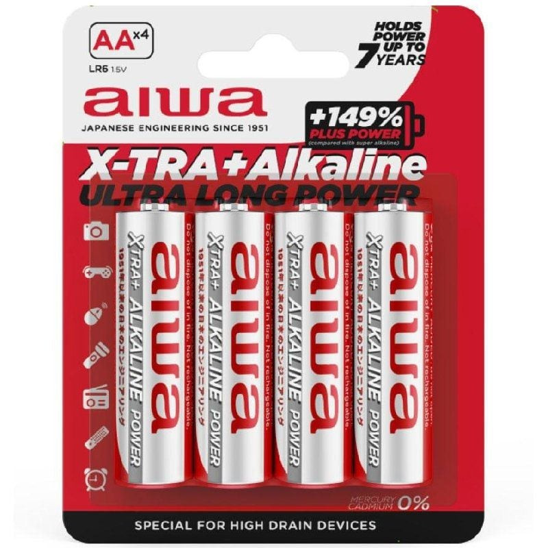 Pack de 4 Pilas AA Aiwa X-TRA+Alcaline LR6/ 1.5V/ Alcalinas CYD-0109592