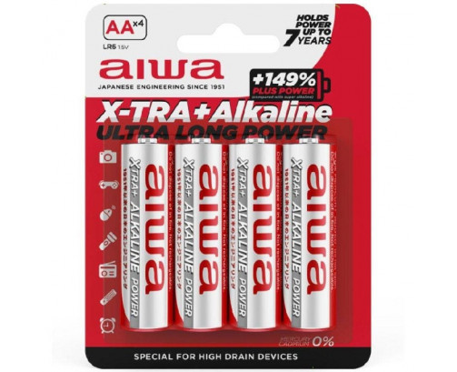 Pack de 4 Pilas AA Aiwa X-TRA+Alcaline LR6/ 1.5V/ Alcalinas CYD-0109592
