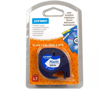 Cinta Rotuladora Adhesiva de Plástico Dymo 91221/ para Letratag/ 12mm x 4m/ Negra-Blanca CYD-0095895