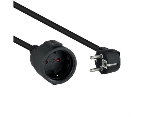Cable Alargador de Corriente Nanocable 10.22.0602-BK/ Schuko Hembra - Schuko Macho/ 2m/ Negro CYD-0102785