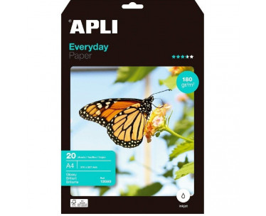 Papel Fotográfico Apli Everyday 12080/ DIN A4/ 180g/ 20 Hojas/ Brillante CYD-0079276