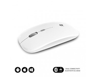 Ratón Inalámbrico por Bluetooth Subblim Dual Flat/ Batería recargable/ Hasta 1600 DPI/ Blanco CYD-0105794