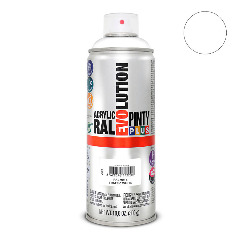 Pintura en spray pintyplus evolution 520 cc ral 9016 blanco tráfico, Ref. CYF-95798