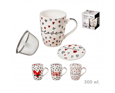 Taza 300 ml para infusiones san valentín modelos surtidos, Ref. CYF-01044