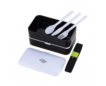 Set hermetico rect 2 capas 1200ml + cubiertos negro expert sg4515bk san ignacio, Ref. CYF-14633