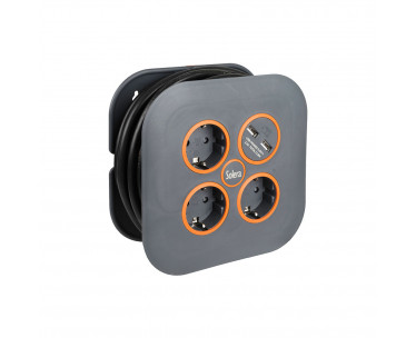 Enrollacables 05 m 3 g 1,50 mm² 3 tomas 2p+t y 2 usb, Ref. CYF-20017