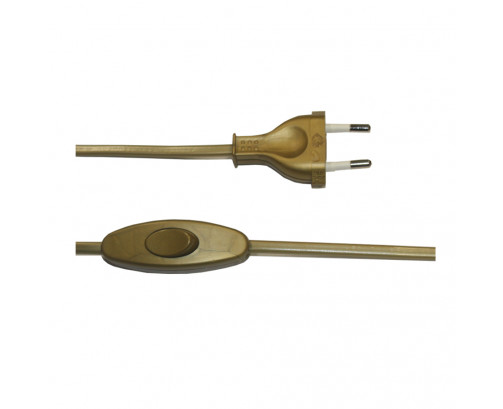 Conexion con interruptor 3a 1,5m 2x0,75mm manguera plana dorado edm, Ref. CYF-23502