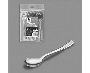 Cuchara postre-café 13 cm, plata, 12 unidades, Ref. CYF-29008
