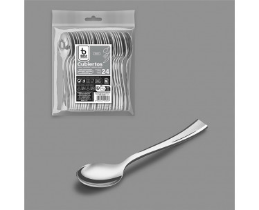 Cuchara de degustación 10 cm, plata, 24 unidades, Ref. CYF-29009