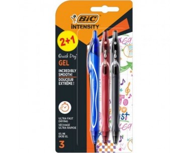 Bolígrafo de Tinta de Gel Retráctil Bic Gelocity Quick Dry 972035/ 3 unidades/ Surtidos CYD-0125093