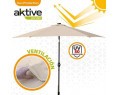 PARASOL 300 CM CON CHIMENEA Y LUCES LED SOLARES 140X15 CM-CYG-644528