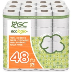 gcecologic+ papel higiénico doméstico, de celulosa reciclada: 48 rollos de 22,4 m. c/u; 1075,2 metros totales de papel de baño