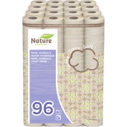 gc nature papel higiénico doméstico, de celulosa nature: 96 rollos de 34,5 m. c/u; 3312 metros totales de papel de baño