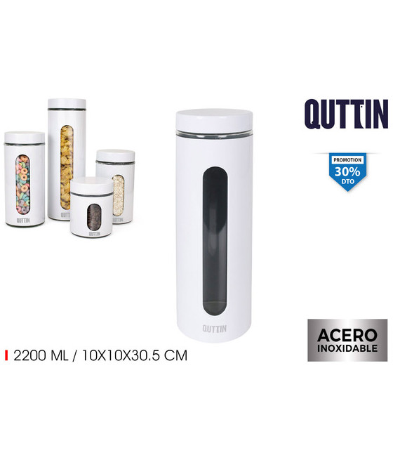 TARRO VIDRIO ACERO 2200ML - BLANCO - QUTTIN-CYG-177557