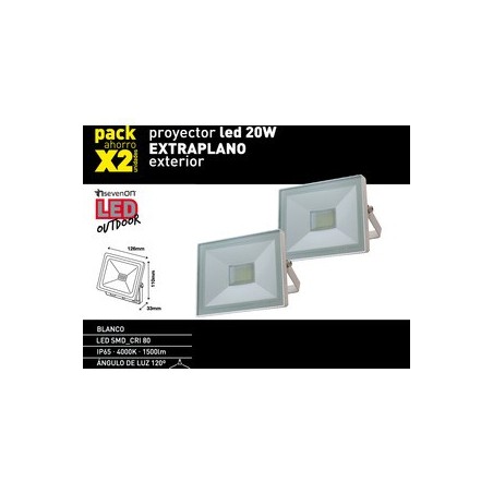 PROYECTOR LED EXTRAPLANO BLANCO XP 20W 1500LM 4000K 30000H IP65 7HSEVENON CJ.2G